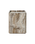 Square stone planter with a natural pattern on a white background