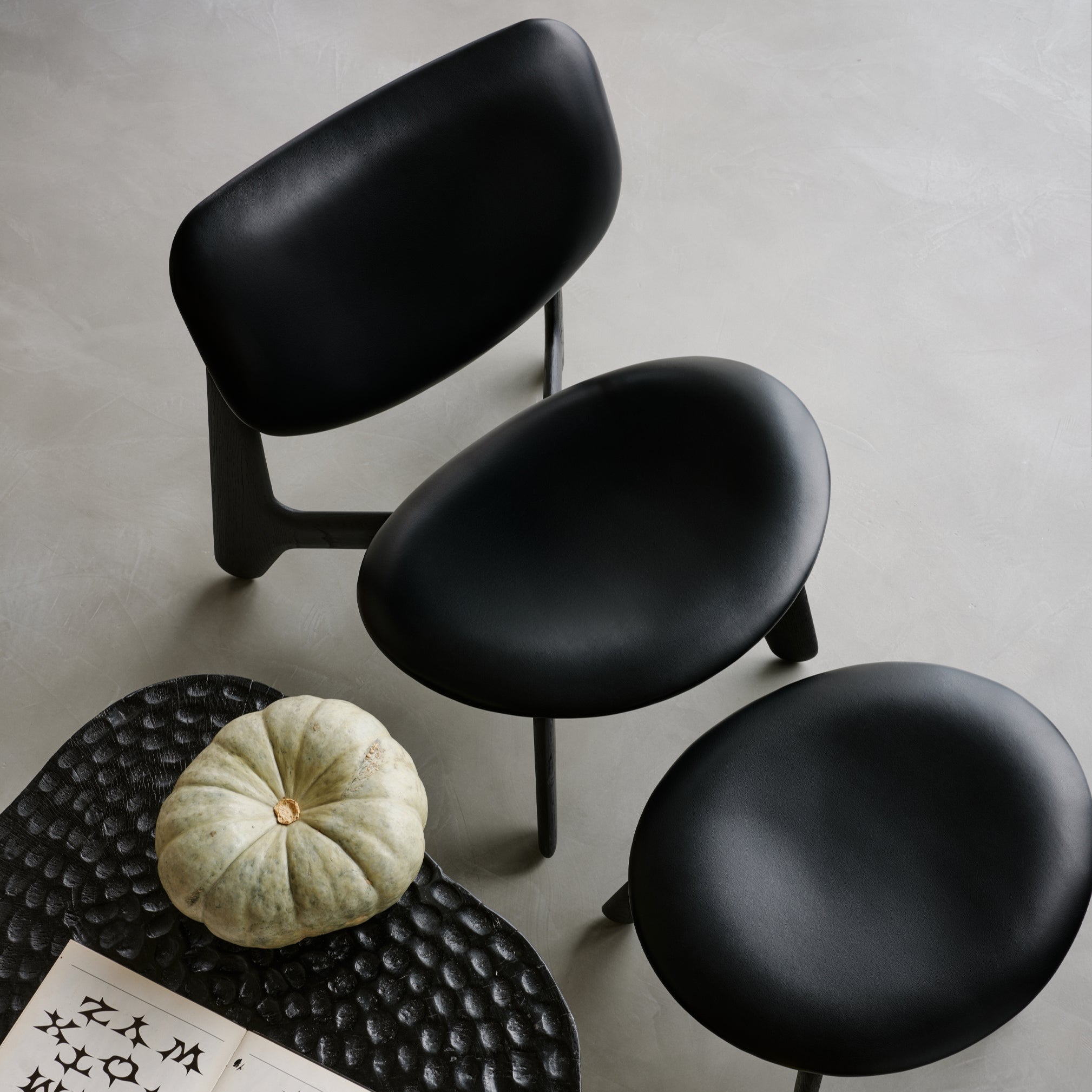 Slab Lounge Chair, Black Leather