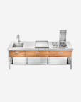 OUT250-1 Wood Outdoor Stainless Steel Washing and Cooking Kitchen Element