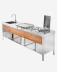 OUT250-1 Wood Outdoor Stainless Steel Washing and Cooking Kitchen Element