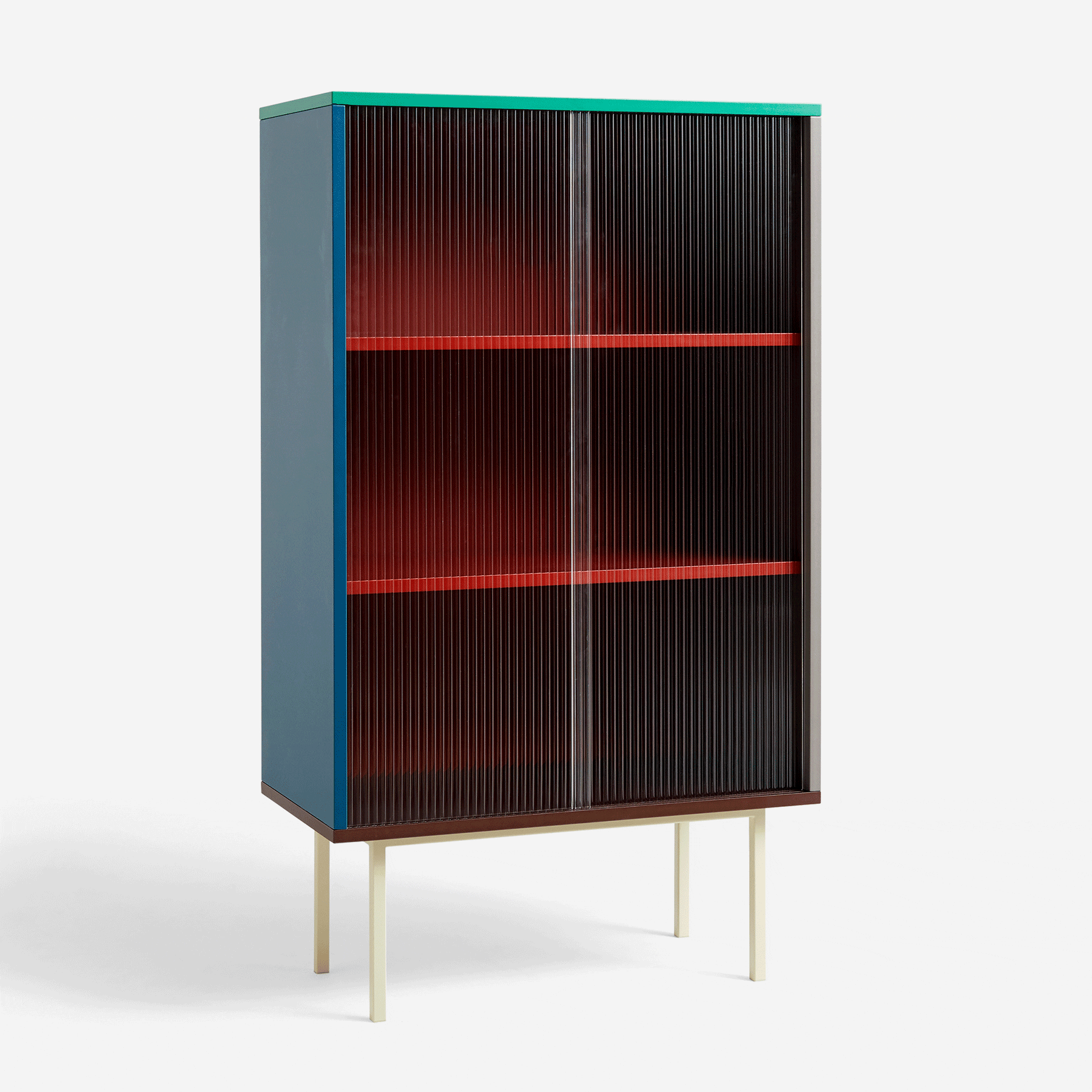 Colour Cabinet with Glass Doors, Tall Multi