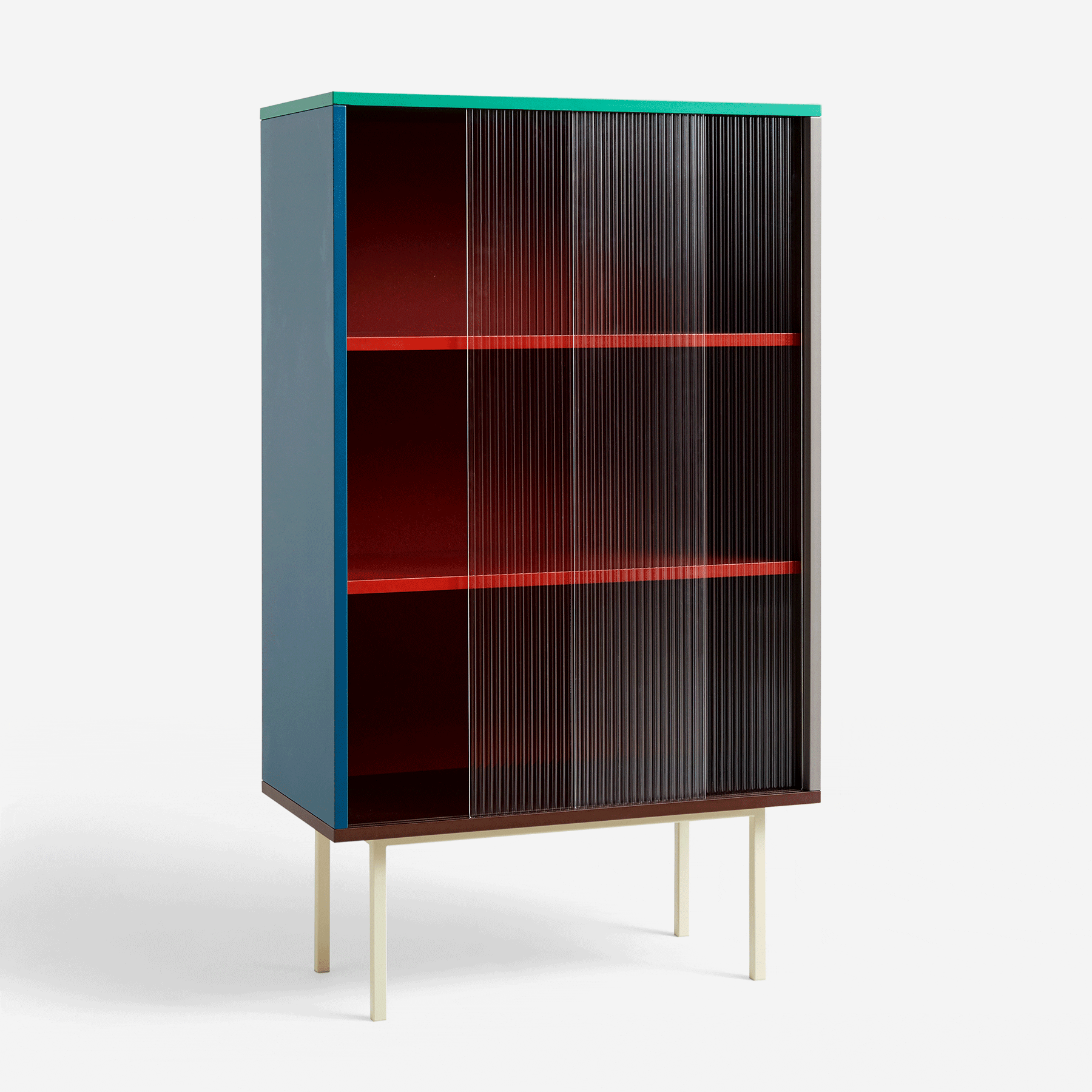 Colour Cabinet with Glass Doors, Tall Multi