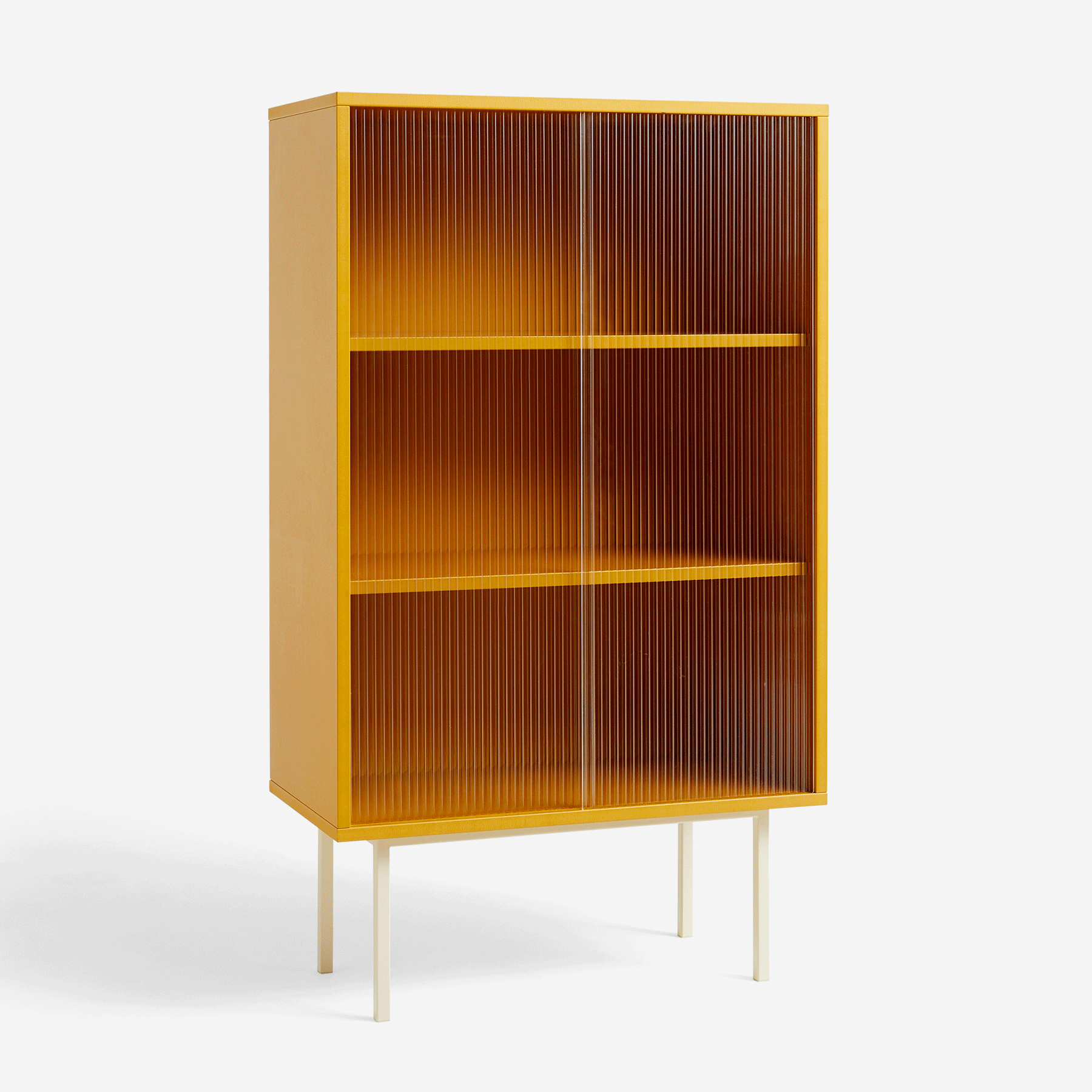 Colour Cabinet with Glass Doors, Tall Yellow