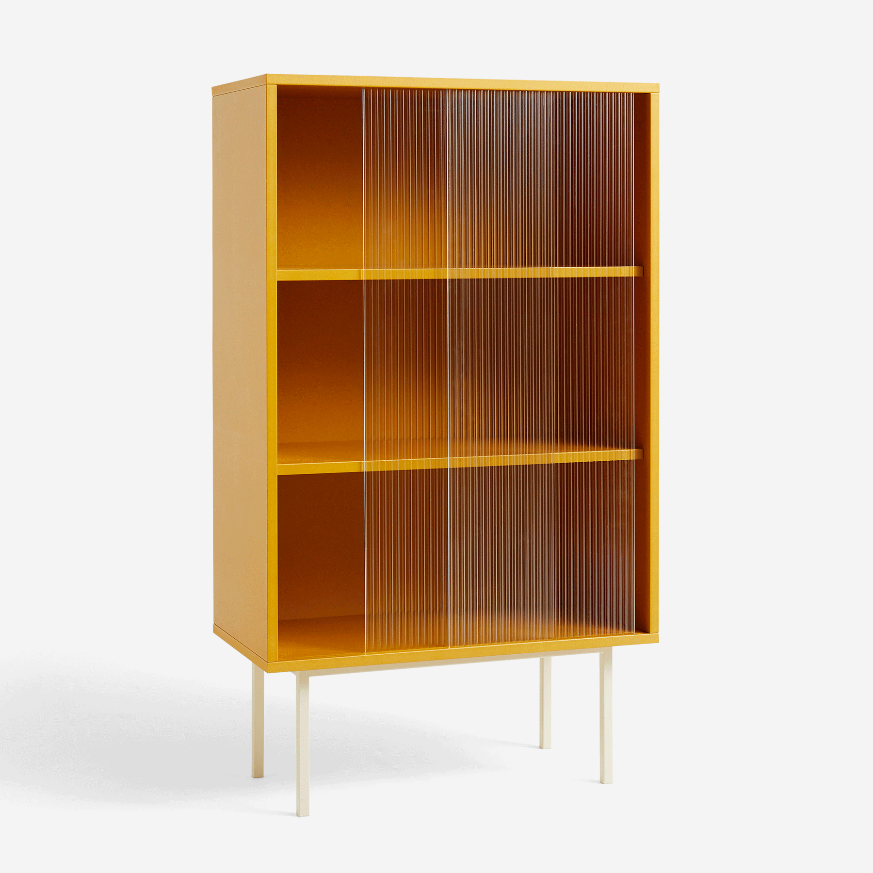 Colour Cabinet with Glass Doors, Tall Yellow