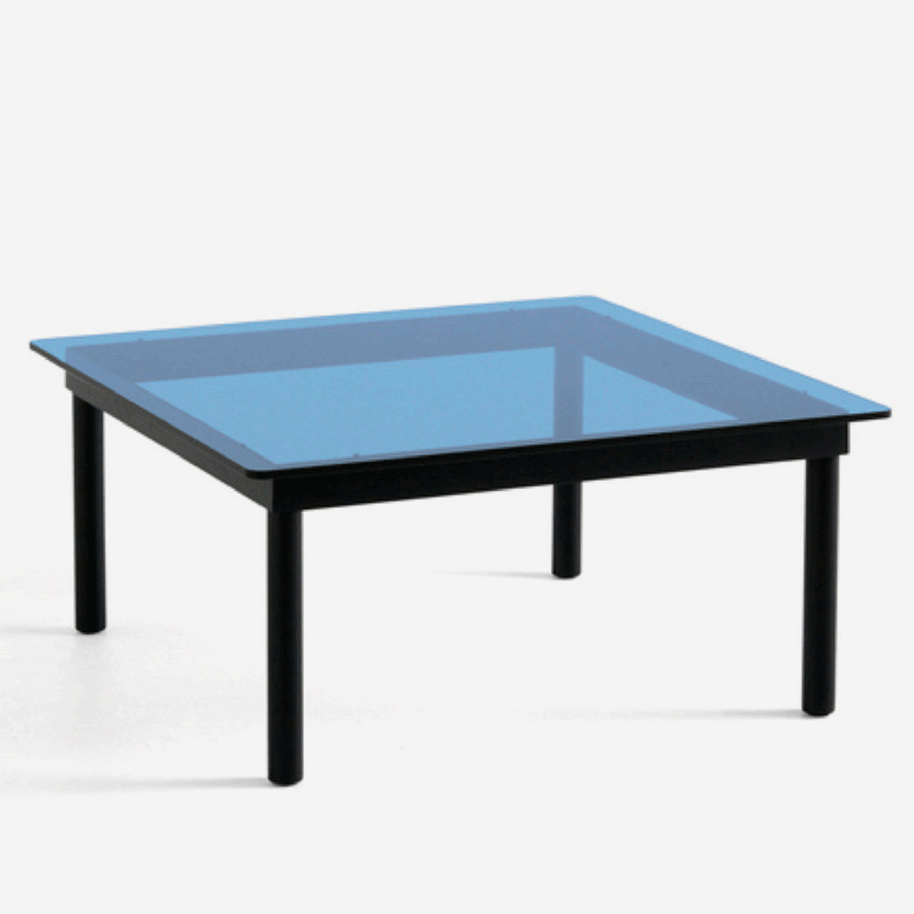 Kofi Table with Blue Glass Top