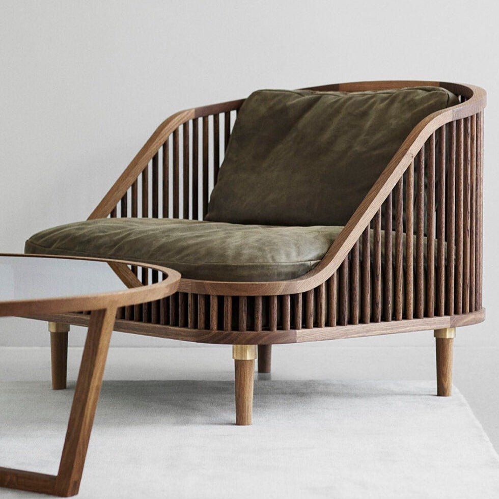 KBH Medium Lounge Chair, Fumed Oak &amp; Borough Vellum fabric