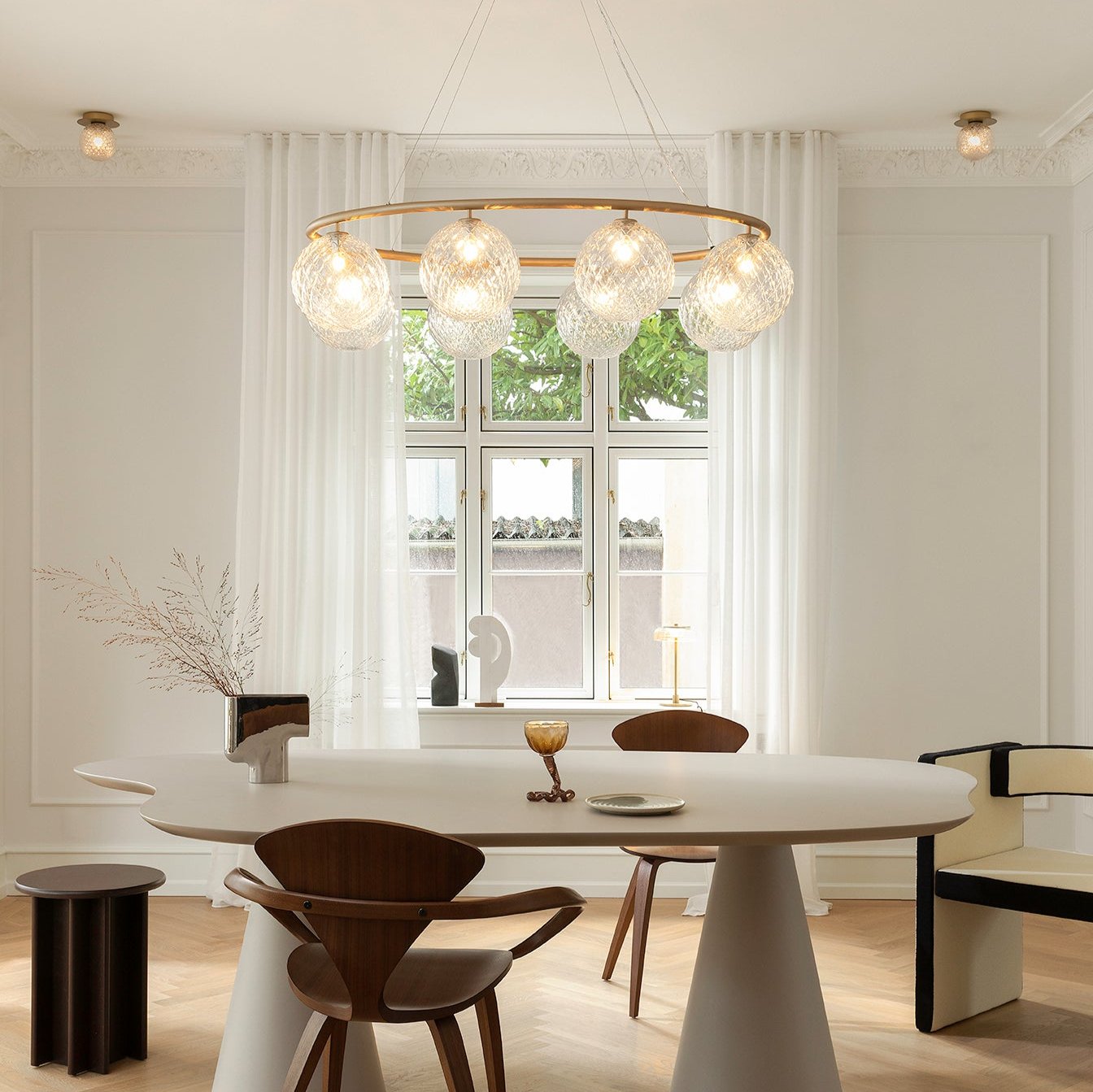 Miira 8 Oval Chandelier, Brass
