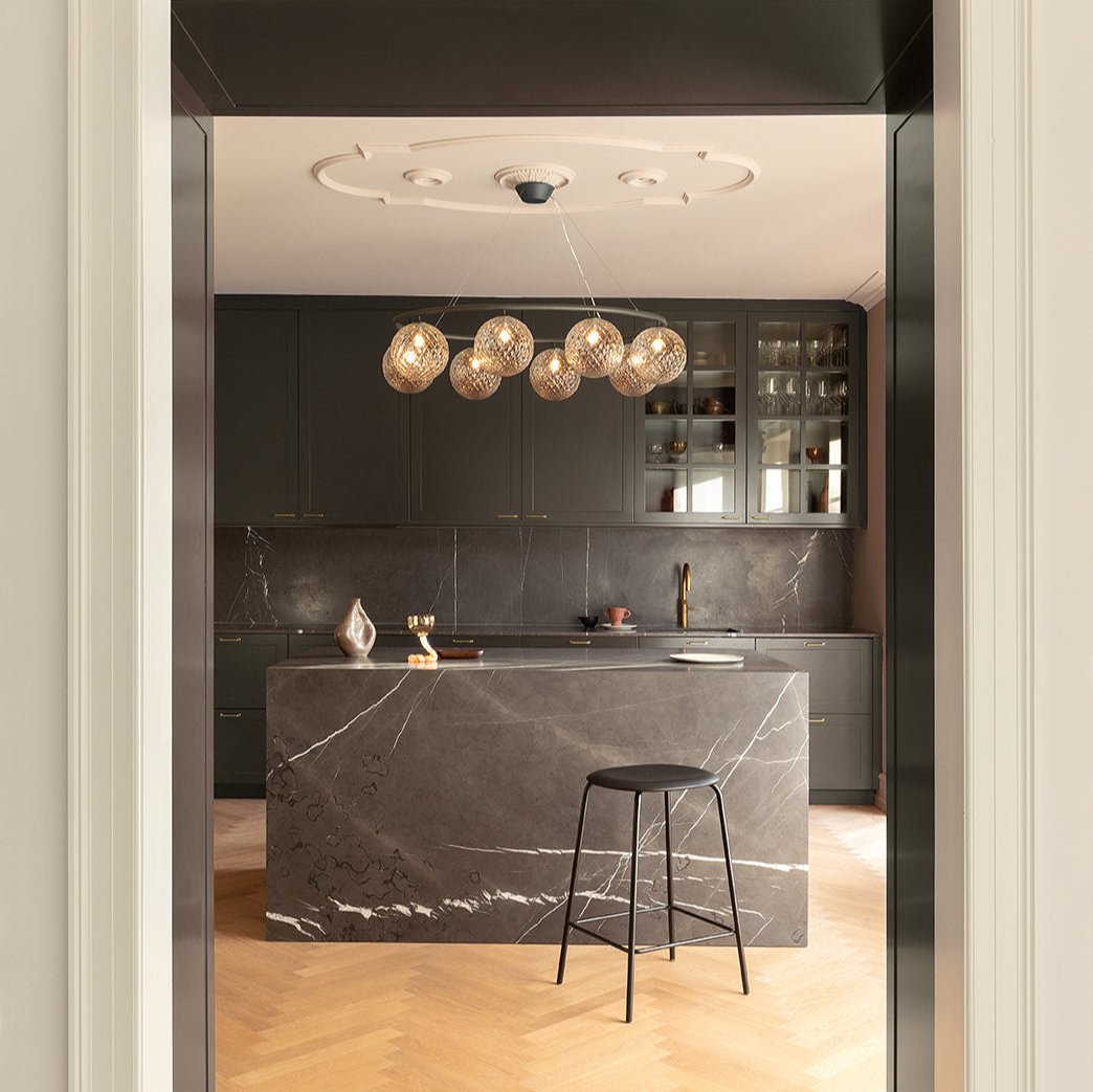 Miira 8 Oval Chandelier, Rock Grey