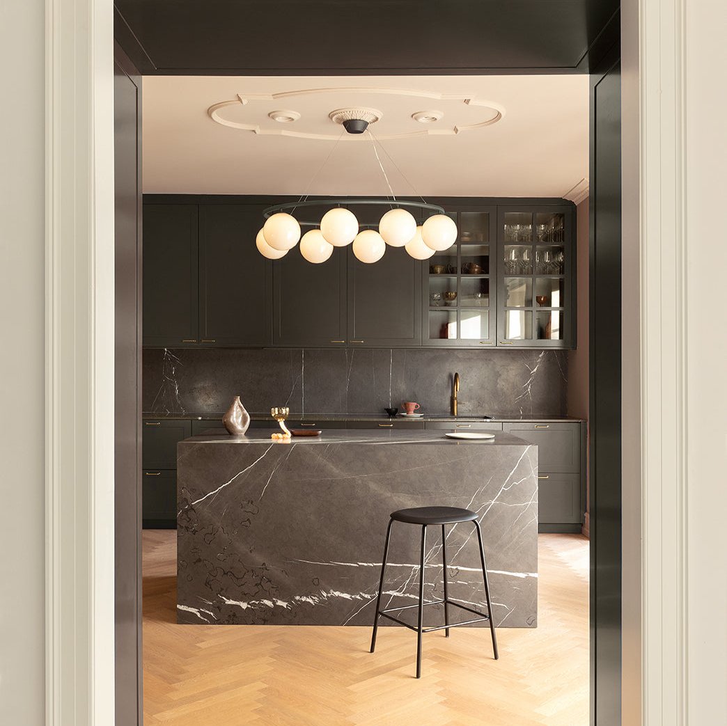 Miira 8 Oval Chandelier, Rock Grey